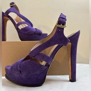Pour La Victoire Violet Suede Platform Strappy Heels